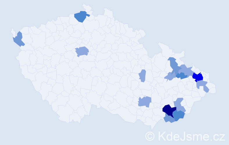 Příjmení: 'Turčínková', počet výskytů 35 v celé ČR