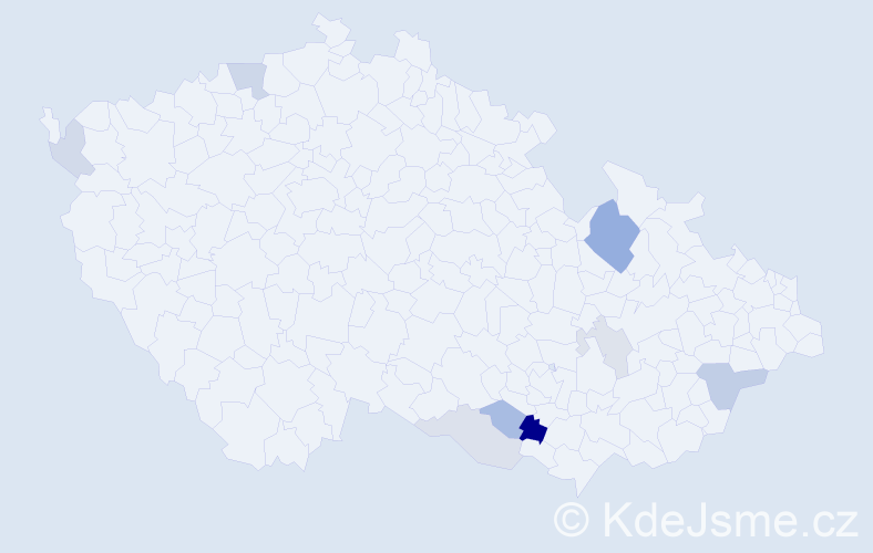 Příjmení: 'Kövérová', počet výskytů 16 v celé ČR