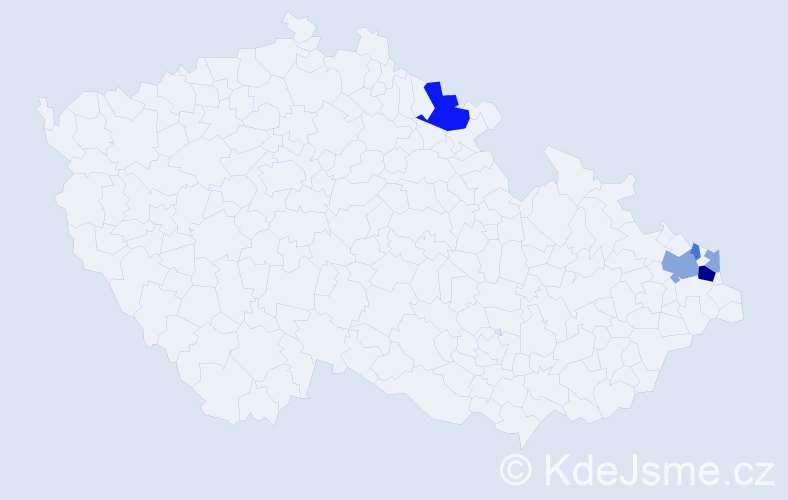 Příjmení: 'Čerchlová', počet výskytů 13 v celé ČR