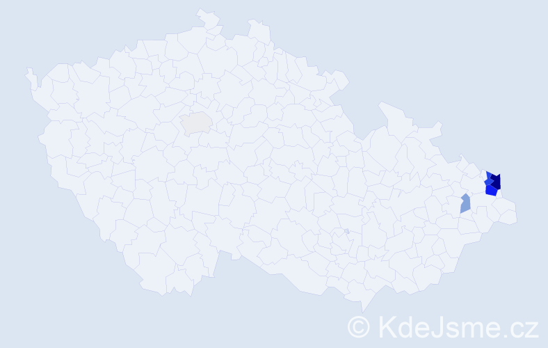 Příjmení: 'Koniuch', počet výskytů 18 v celé ČR