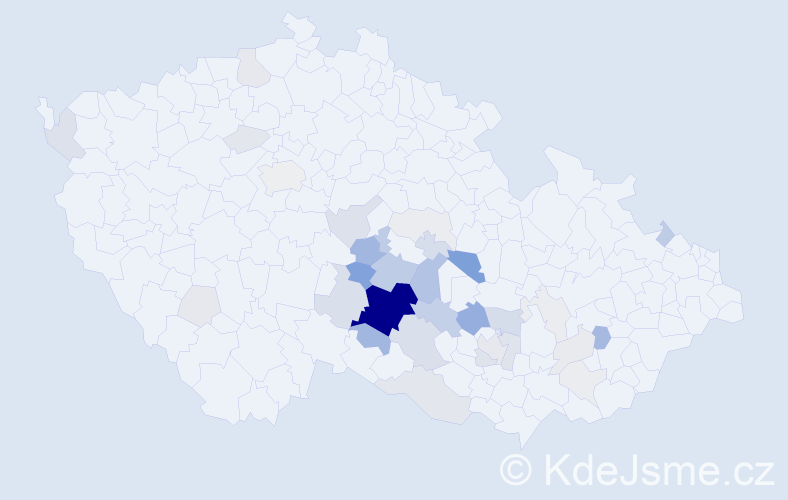 Příjmení: 'Koumar', počet výskytů 147 v celé ČR