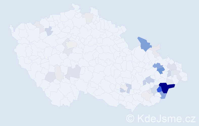 Příjmení: 'Daňa', počet výskytů 157 v celé ČR