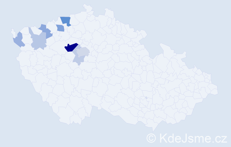 Příjmení: 'Abrham', počet výskytů 25 v celé ČR