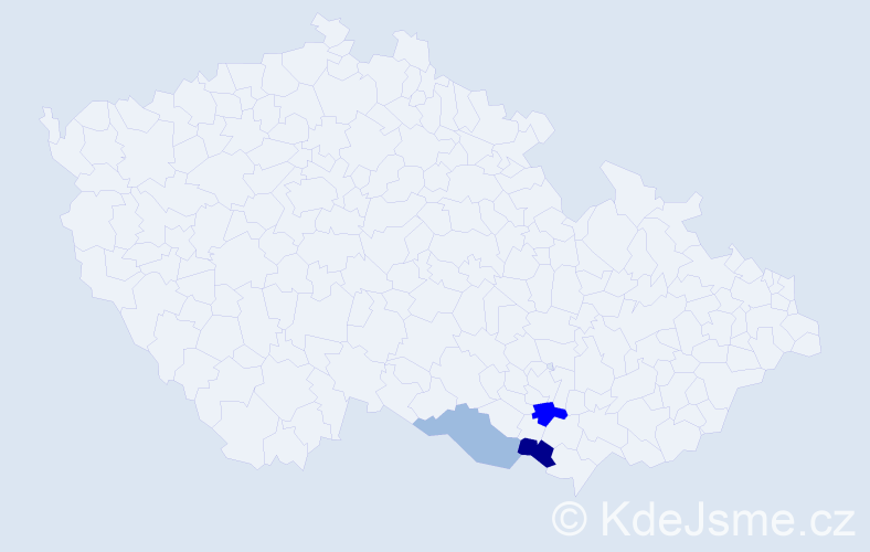 Příjmení: 'Děnešová', počet výskytů 8 v celé ČR