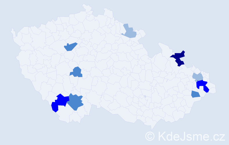 Příjmení: 'Šiffner', počet výskytů 20 v celé ČR