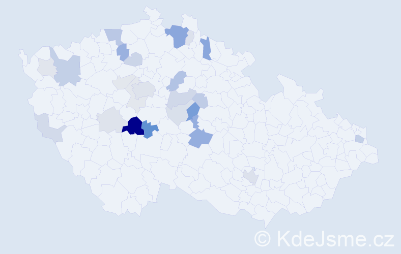 Příjmení: 'Voháňka', počet výskytů 68 v celé ČR