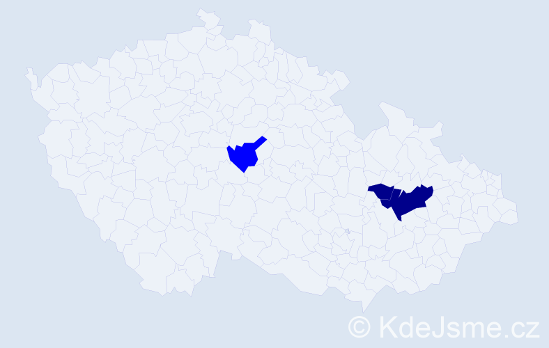 Příjmení: 'Sach', počet výskytů 5 v celé ČR