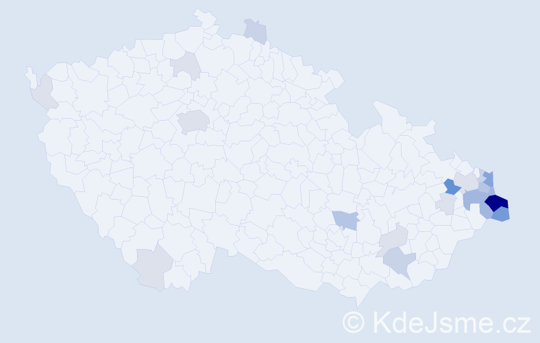 Příjmení: 'Madziová', počet výskytů 76 v celé ČR