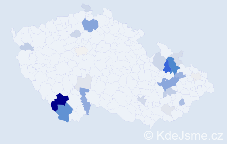 Příjmení: 'Korytar', počet výskytů 75 v celé ČR