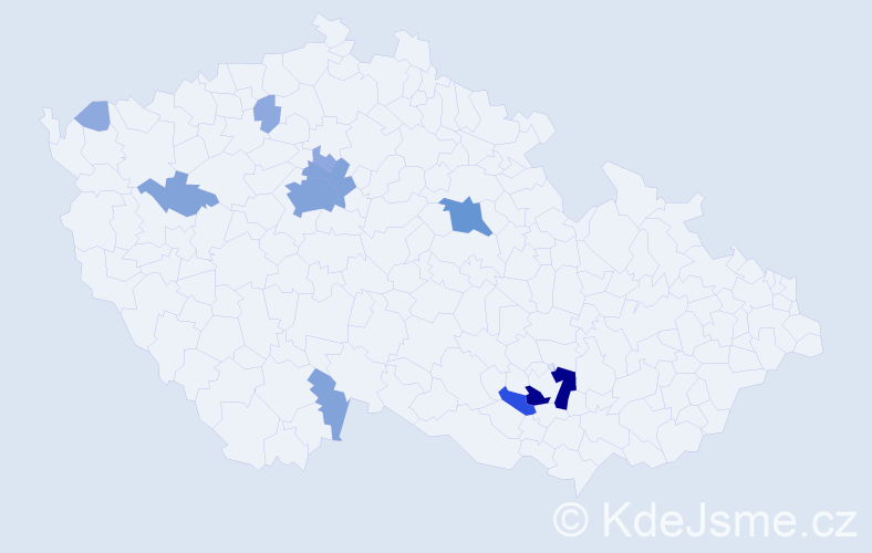Příjmení: 'Kafrda', počet výskytů 27 v celé ČR
