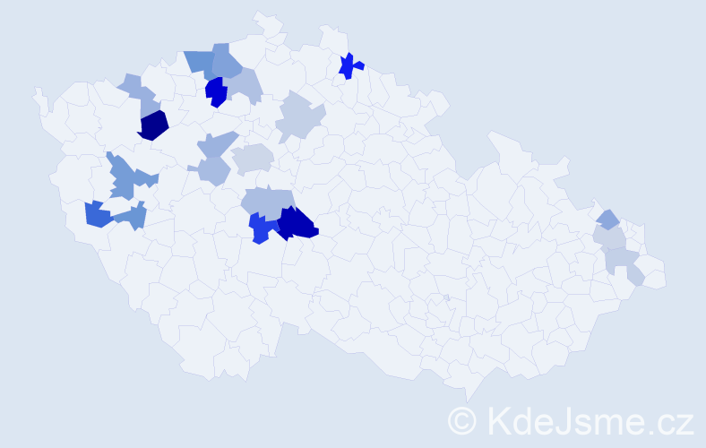 Příjmení: 'Zimermanová', počet výskytů 39 v celé ČR
