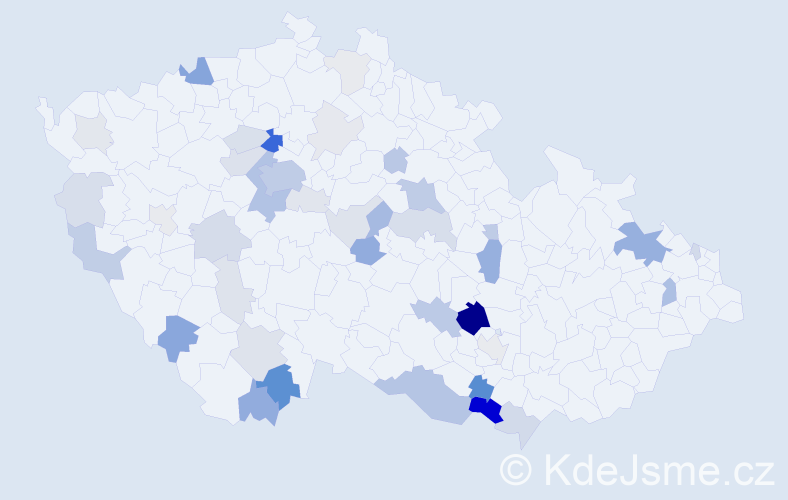 Příjmení: 'Bahenský', počet výskytů 147 v celé ČR