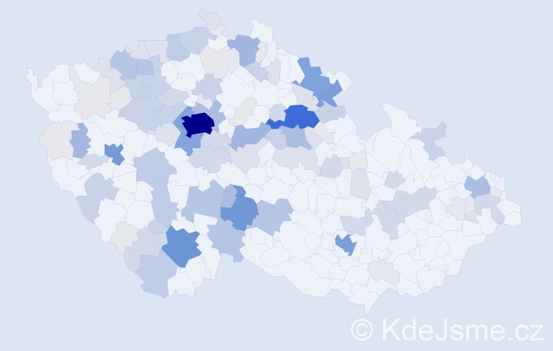 Příjmení: 'Kačer', počet výskytů 419 v celé ČR