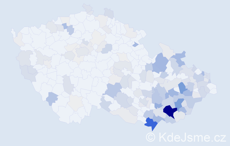 Příjmení: 'Bartošík', počet výskytů 572 v celé ČR