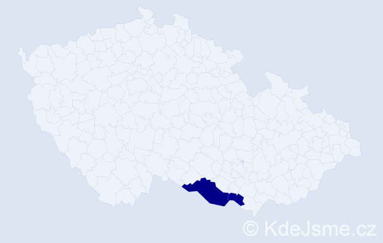 Příjmení: 'Bagoňová', počet výskytů 5 v celé ČR