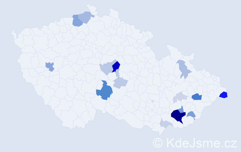 Příjmení: 'Bičánek', počet výskytů 48 v celé ČR
