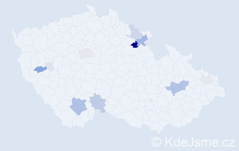 Příjmení: 'Hukel', počet výskytů 20 v celé ČR