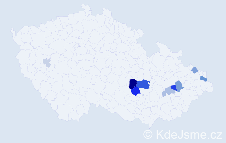 Příjmení: 'Drbušková', počet výskytů 16 v celé ČR