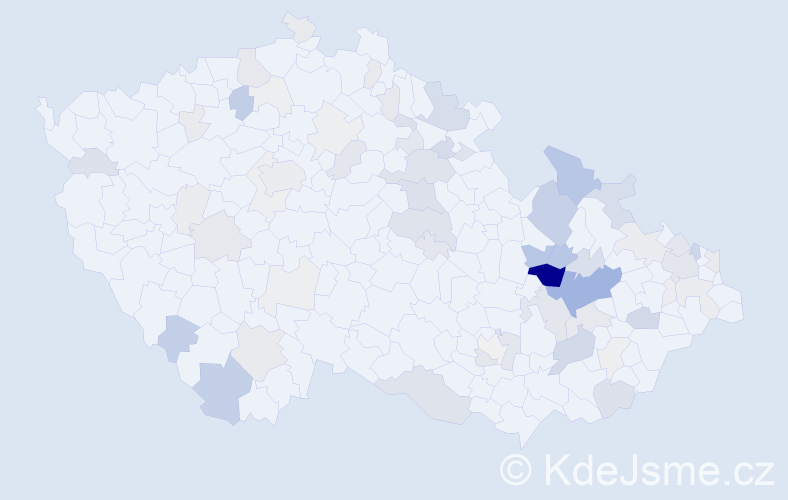 Příjmení: 'Čep', počet výskytů 256 v celé ČR