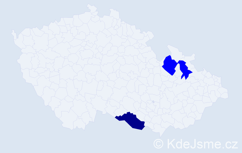 Příjmení: 'Mesrle', počet výskytů 4 v celé ČR