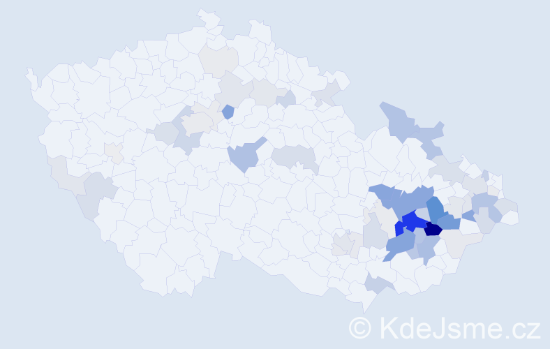 Příjmení: 'Krutilová', počet výskytů 210 v celé ČR