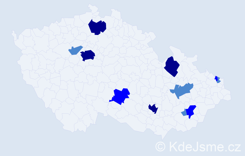 Příjmení: 'Kalmárová', počet výskytů 22 v celé ČR