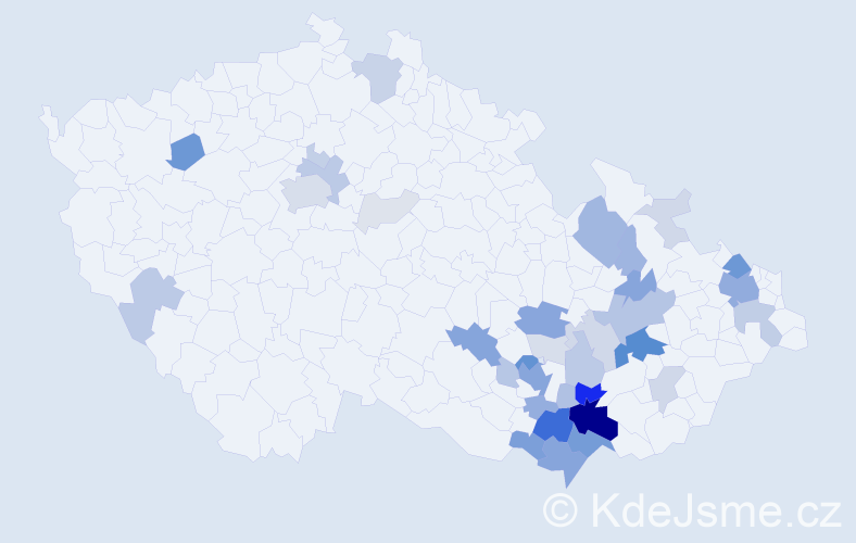 Příjmení: 'Vyhňák', počet výskytů 157 v celé ČR