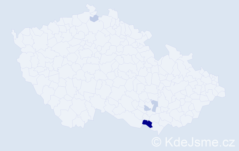 Příjmení: 'Kneeová', počet výskytů 10 v celé ČR