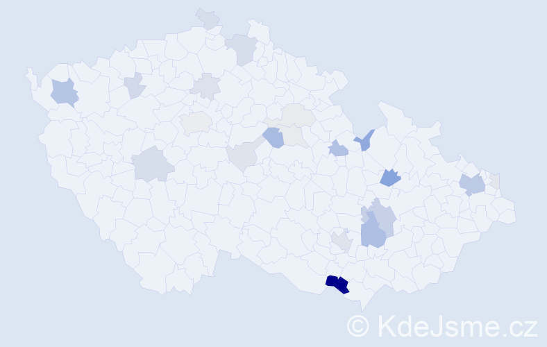 Příjmení: 'Ružička', počet výskytů 66 v celé ČR