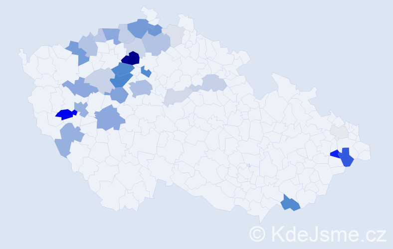 Příjmení: 'Štulc', počet výskytů 100 v celé ČR