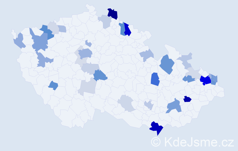 Příjmení: 'Babič', počet výskytů 145 v celé ČR