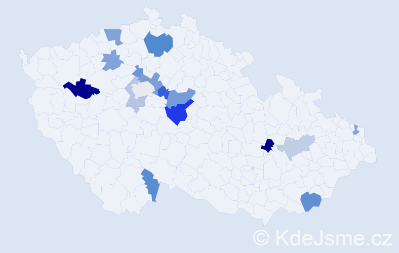 Příjmení: 'Hrončeková', počet výskytů 25 v celé ČR