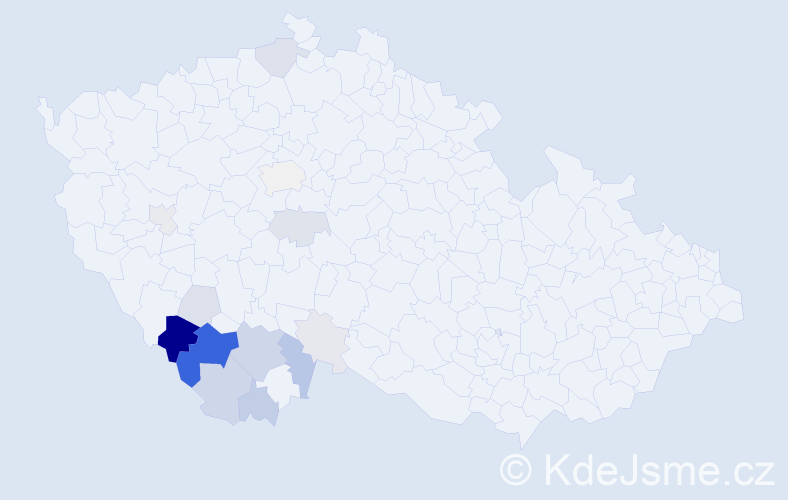Příjmení: 'Důra', počet výskytů 66 v celé ČR