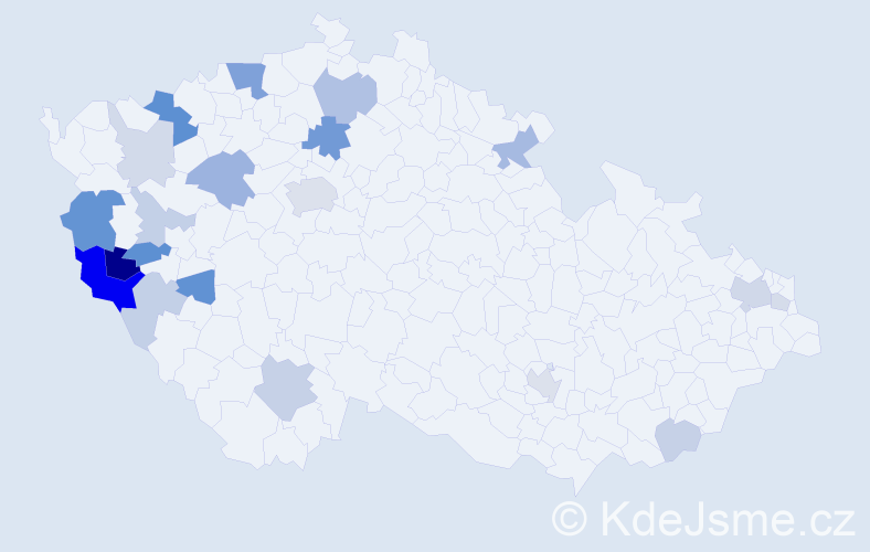 Příjmení: 'Köppl', počet výskytů 52 v celé ČR