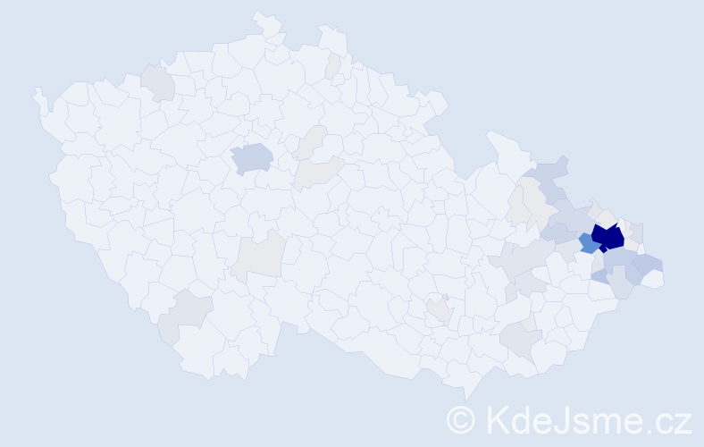 Příjmení: 'Vavroš', počet výskytů 169 v celé ČR