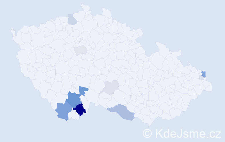 Příjmení: 'Frojdová', počet výskytů 39 v celé ČR