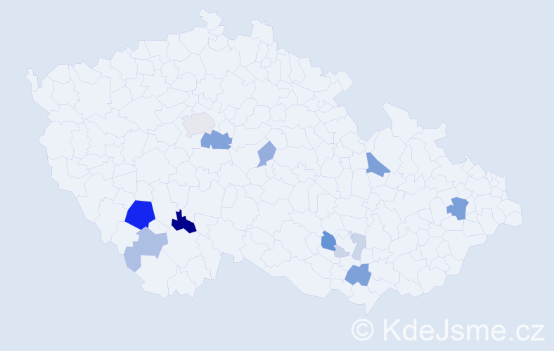 Příjmení: 'Hulej', počet výskytů 28 v celé ČR