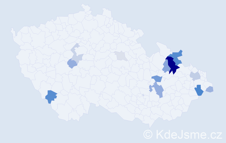 Příjmení: 'Chovančáková', počet výskytů 37 v celé ČR
