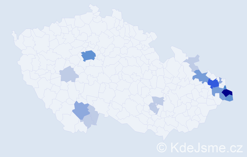 Příjmení: 'Čudek', počet výskytů 46 v celé ČR