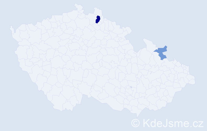 Příjmení: 'Baczová', počet výskytů 5 v celé ČR