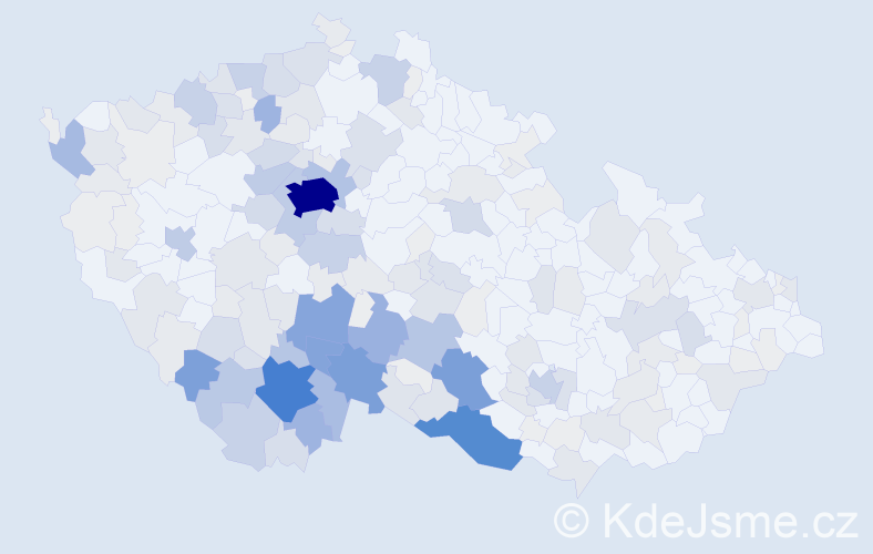Příjmení: 'Hanzal', počet výskytů 881 v celé ČR