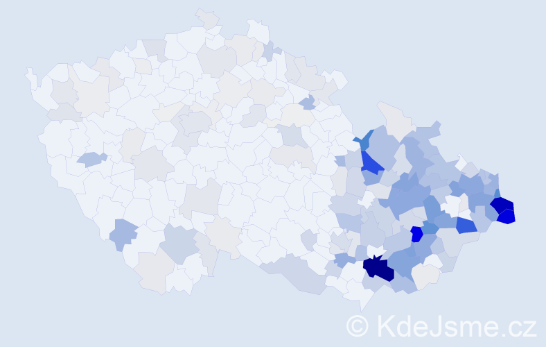 Příjmení: 'Klimek', počet výskytů 684 v celé ČR