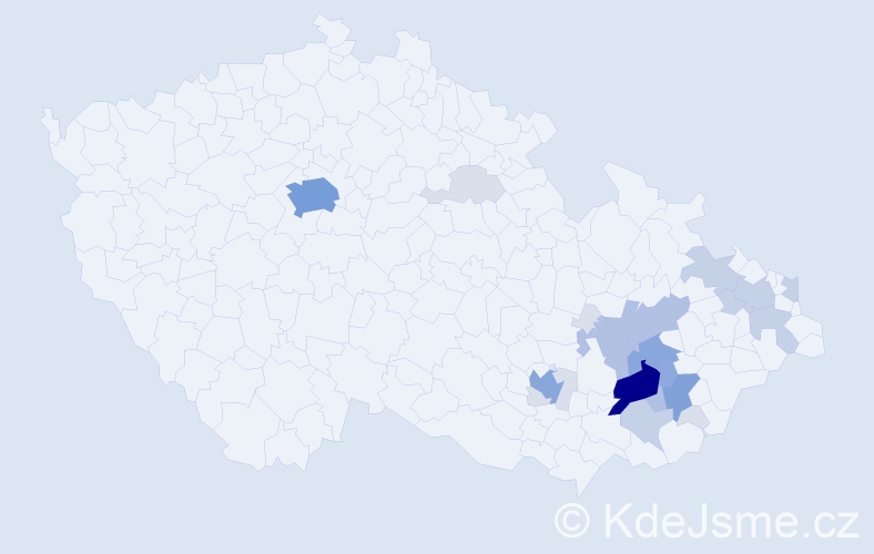 Příjmení: 'Klabal', počet výskytů 75 v celé ČR