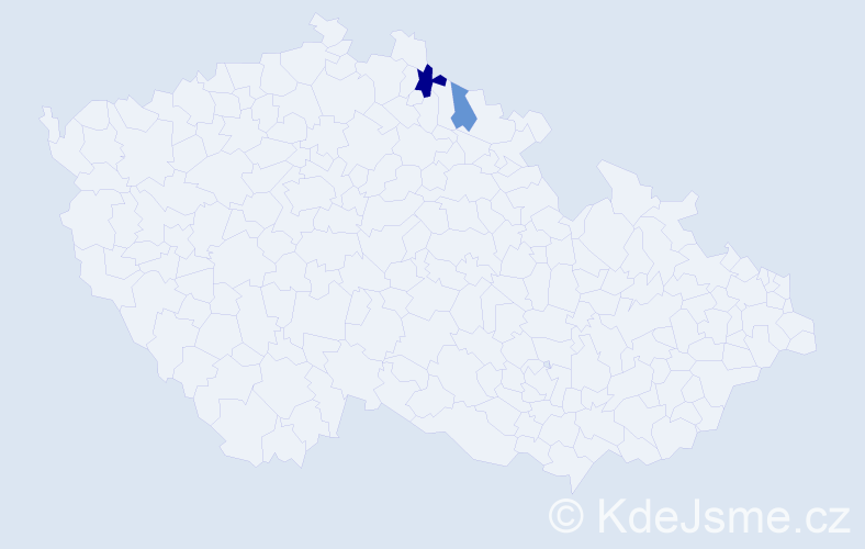 Příjmení: 'Vytrval', počet výskytů 3 v celé ČR