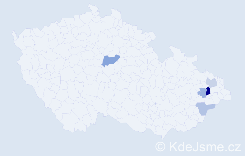 Příjmení: 'Heláková', počet výskytů 11 v celé ČR