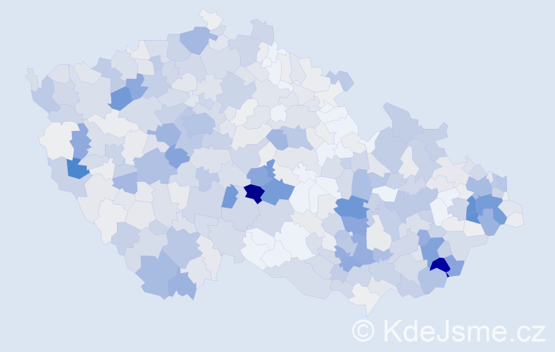Příjmení: 'Žáček', počet výskytů 2471 v celé ČR
