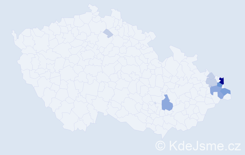 Příjmení: 'Kolarzová', počet výskytů 25 v celé ČR