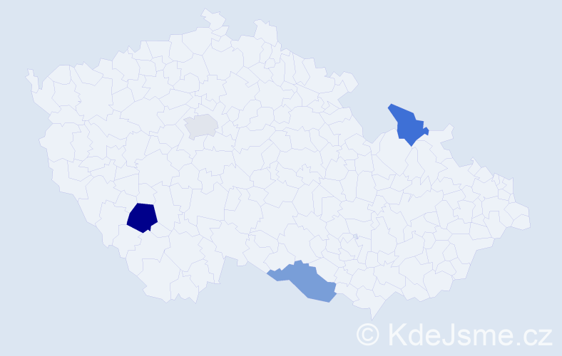 Příjmení: 'Lackner', počet výskytů 5 v celé ČR