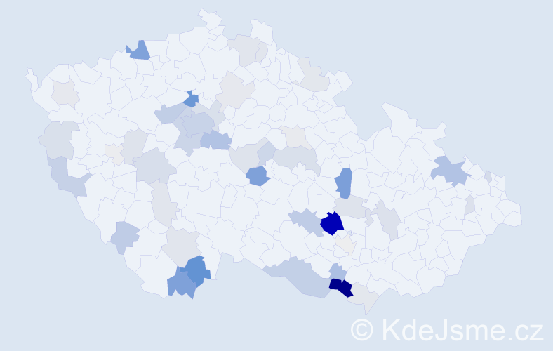 Příjmení: 'Bahenská', počet výskytů 141 v celé ČR