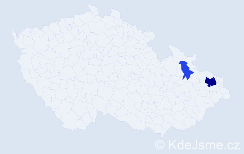 Příjmení: 'Prstecká', počet výskytů 9 v celé ČR